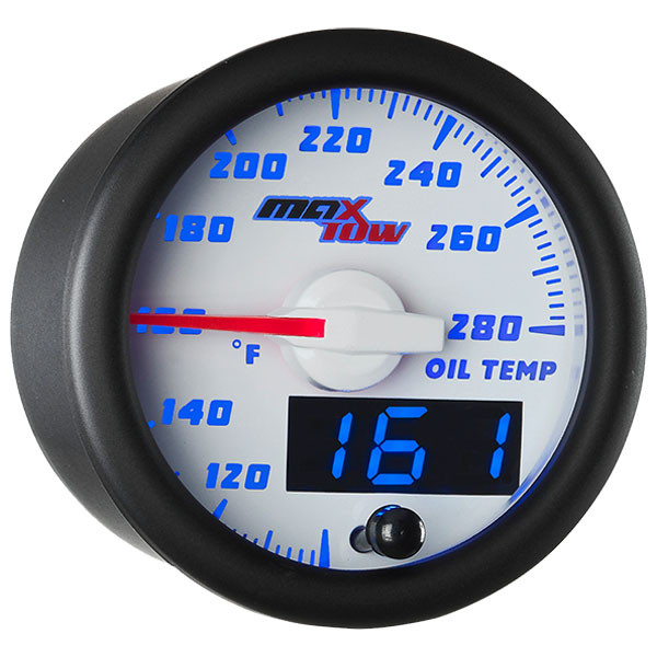 White & Blue MaxTow Oil Temperature Gauge