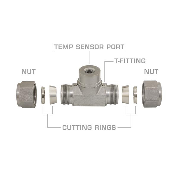 GM Duramax Allison 1000 Transmission Line T-Fitting Adapter Exploded View