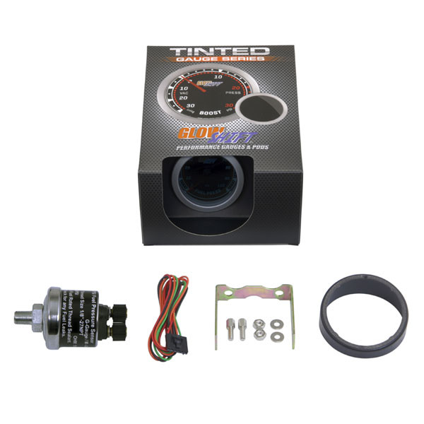 GlowShift Tinted 100 PSI Fuel Pressure Gauge Unboxed