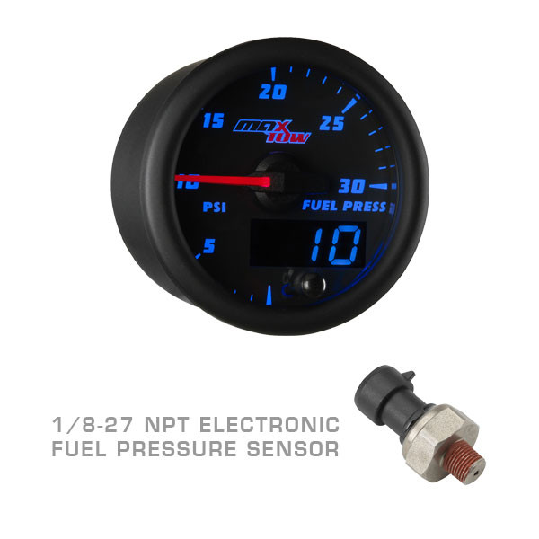 Black & Blue MaxTow 100 PSI Fuel Pressure Gauge with 1/8-27 NPT Electronic Pressure Sensor