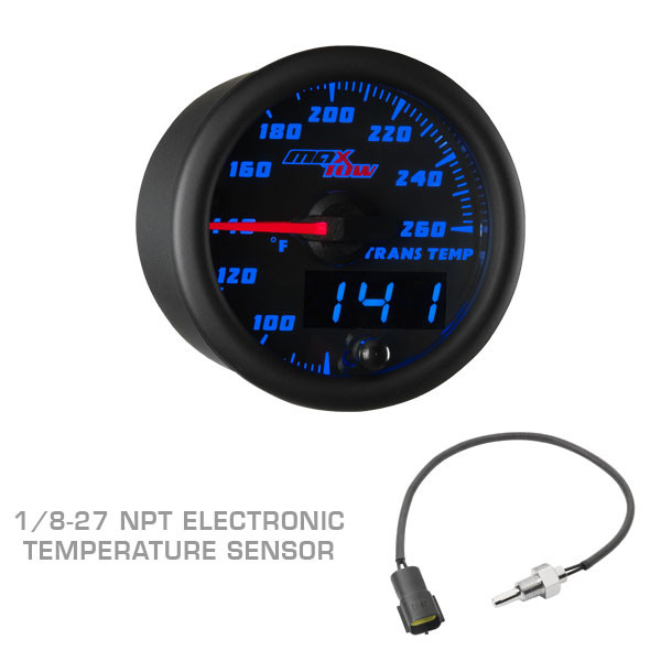 Black & Blue MaxTow Transmission Temperature Gauge with 1/8-27 NPT Electronic Temp Sensor