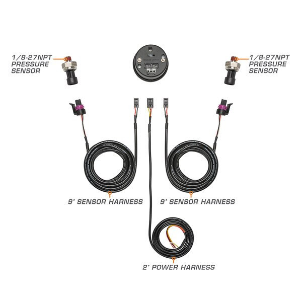 10 Color Digital Dual Air Pressure Gauge Parts & Wiring Schematic