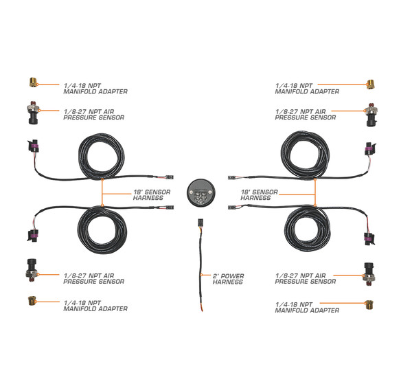 GlowShift 10 Color Digital  200 PSI Quad Air Pressure Gauge Accessories