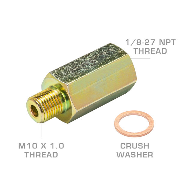 Transmission Test Port Adapter with M10 Thread, 1/8-27 NPT Thread & Crush Washer