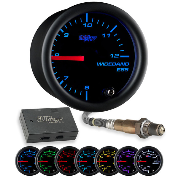 Black 7 Color Analog E85 Wideband Air/Fuel Ratio Gauge