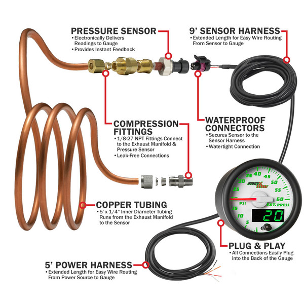 MaxTow Exhaust Pressure Gauge Parts & Wiring Schematic