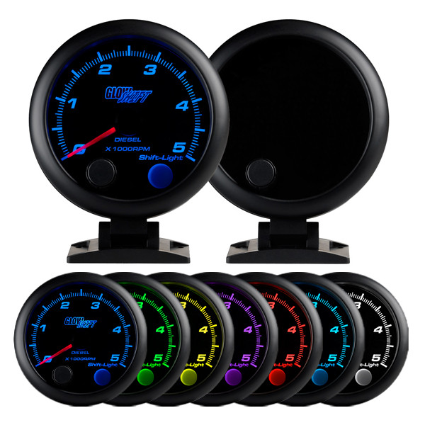 Tinted 7 Color 3-3/4" On-Dash Diesel Tachometer Gauge