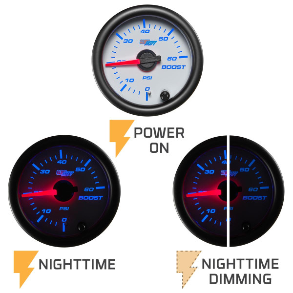 White 7 Color Series Backlighting - Power Off, Power On, Nighttime Dimming