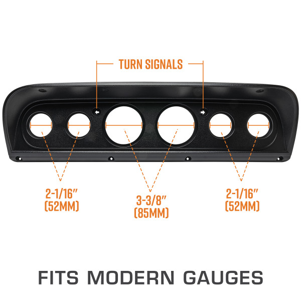 Replacement 6 Gauge Cluster Dashboard Panel for 1967-1972 Ford F-100 Fits Modern Gauge Sizes