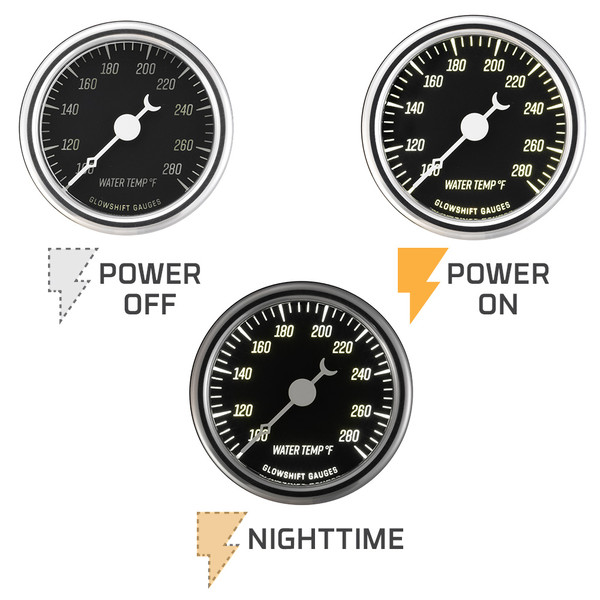 Classic Black Series Water Temperature Gauge Backlighting