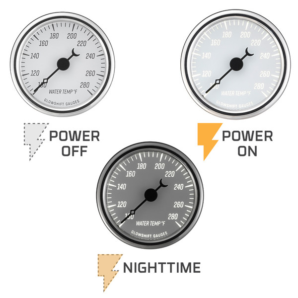Classic White Series Water Temperature Gauge Backlighting