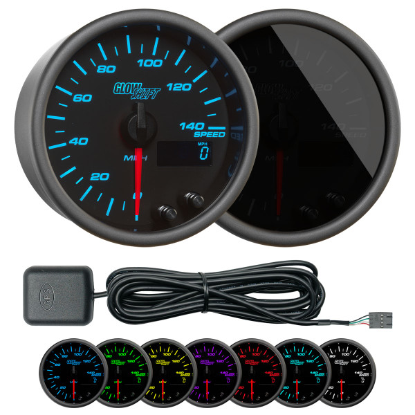 Tinted 7 Color 3-3/8" 140 MPH In-Dash GPS Speedometer Gauge