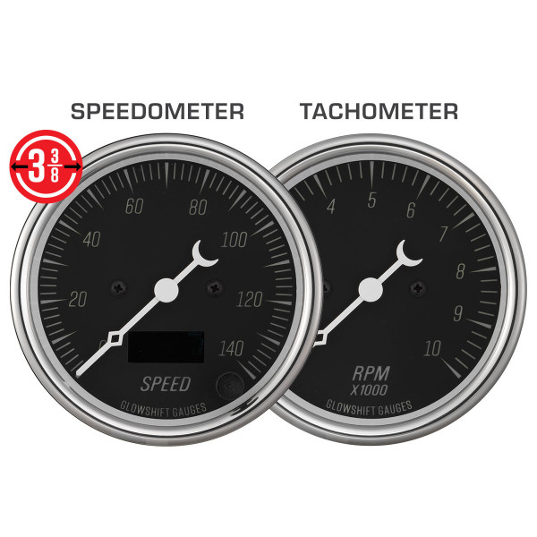 Included 3-3/8" In-Dash Speedometer & Tachometer Gauges