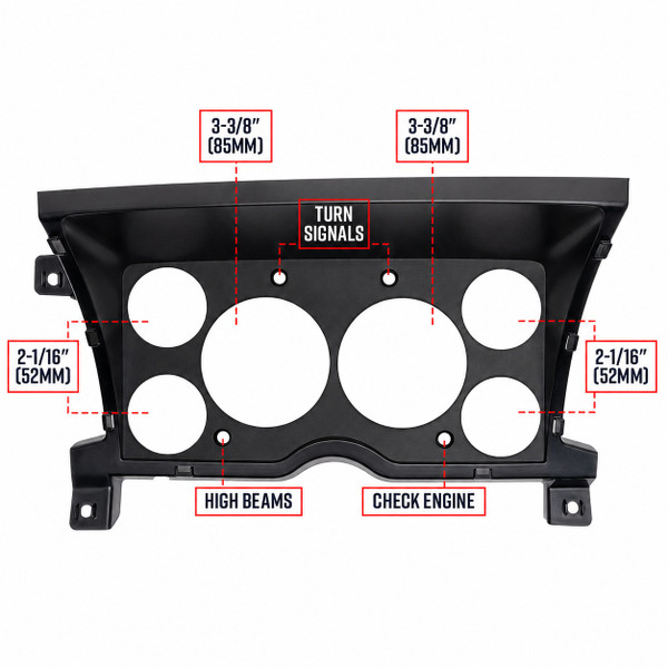 6 Gauge Cluster Dashboard Gauge Pod Compatible with 92 GMC Sonoma GT Fits (2) 3-3/8" Speedometer & Tachometer Gauges and (4) 2-1/16" Gauges
