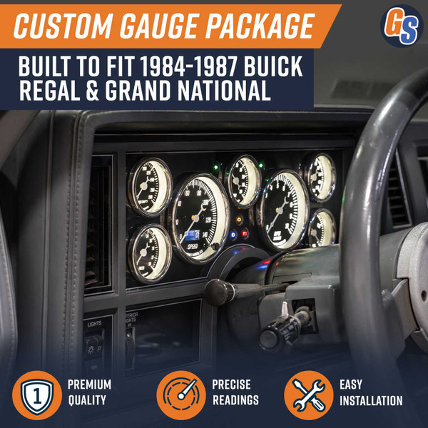 1984-1987 Buick Regal Grand National Compatible Classic Series 7-Gauge 3-3/8" Cluster Dashboard Panel Pod Gauge Package