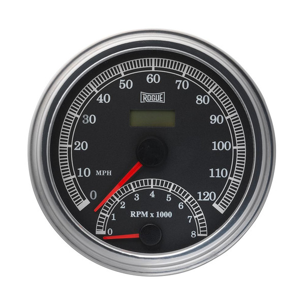 1996-2003 Harley-Davidson FXST / FLST / FXDWG / FLHR Compatible Rogue Full-Sweep 120 MPH Speedometer & 8,000 RPM Tachometer Motorcycle Gauge