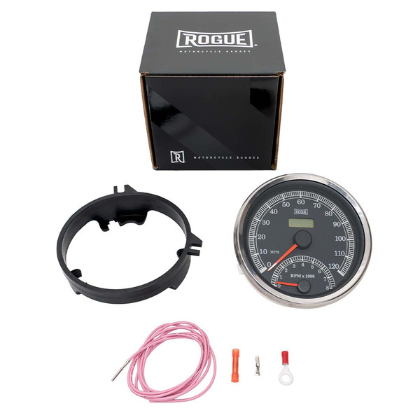 Parts Included with  1996-2003 Harley-Davidson FXST / FLST / FXDWG / FLHR Compatible Rogue Full-Sweep 120 MPH Speedometer & 8,000 RPM Tachometer Motorcycle Gauge