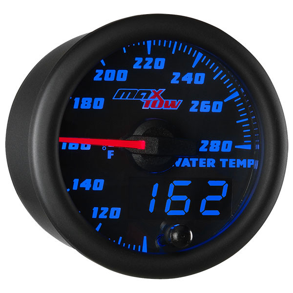 GlowShift | MaxTow Black & Blue Double Vision™ Water Temp Gauge For Trucks
