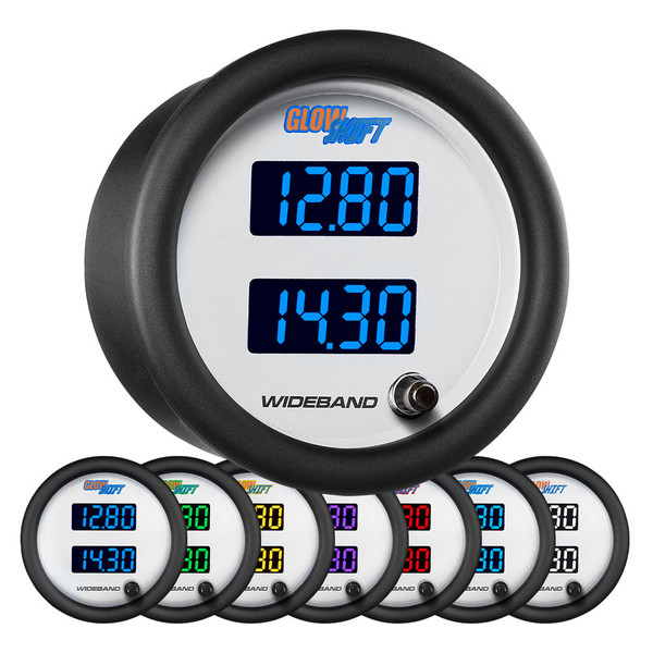 White 7 Color Dual Digital Wideband Air Fuel Ratio Gauge - GlowShift