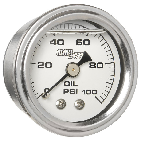 GlowShift White Dial Mechanical Liquid Filled Oil Pressure Gauge