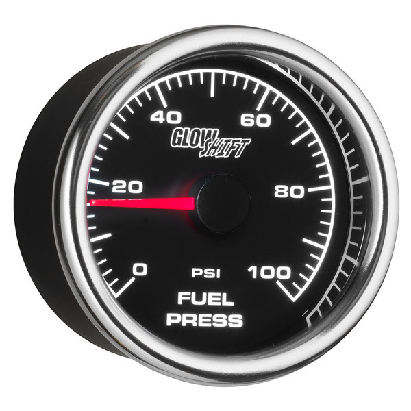 GlowShift | 65mm Black & White Series 100 PSI Fuel Pressure Racing Gauge