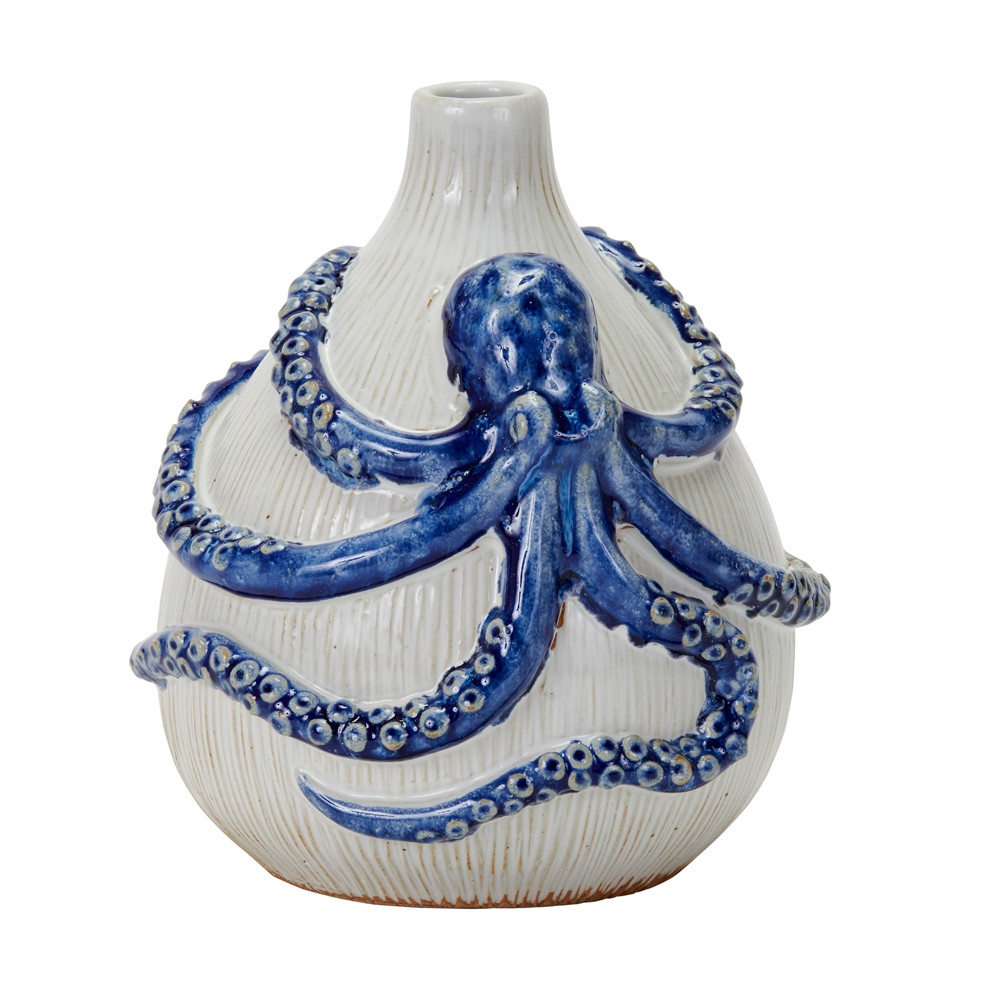 Blue & White Octopus Vase V107MW - Continental Home