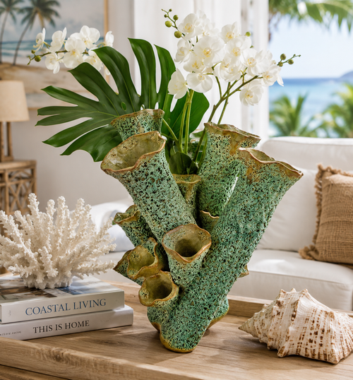 CORAL GREEN VASE V120