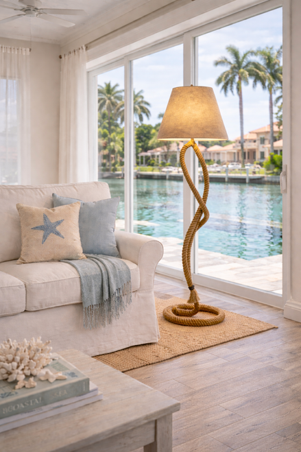 Coastal Curve Handwoven Rope Floor Lamp – 67" FL135