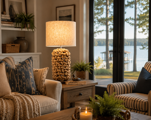 Harbor Weave Handwoven Rope Table Lamp – 24" L120M