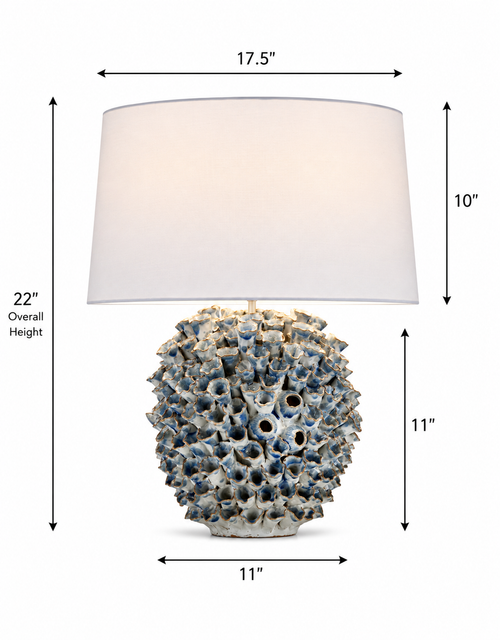 Handmade Thai Blue Coral Sea Anemone Table Lamp – 22"