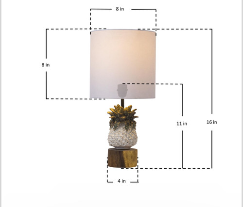 Handmade Thai White Pineapple Ceramic Table Lamp – 16"