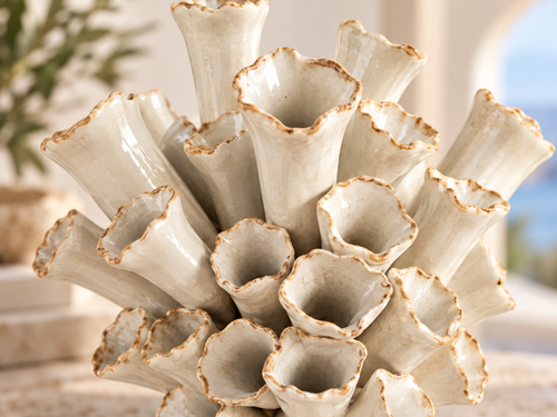 White Ocean Bloom Ceramic Vase