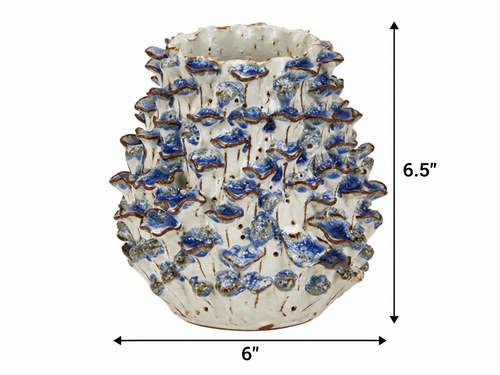 Hand Made Blue & White Coral Vase V176S