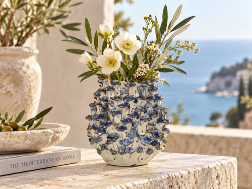 Hand Made Blue & White Coral Vase V176S
