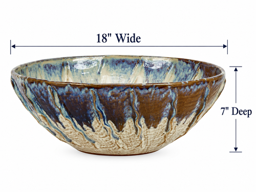 Handmade Thai Oyster White & Indigo Blue Ceramic Bowl
