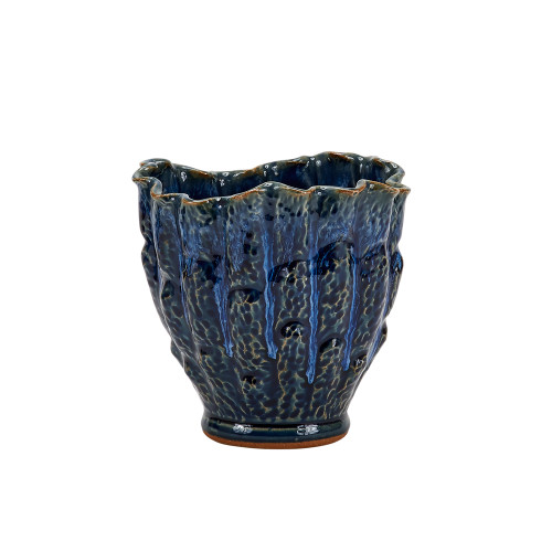 TWO TONE BLUE OYSTER VASE V204M
