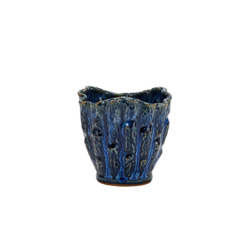 TWO TONE BLUE OYSTER VASE V204S