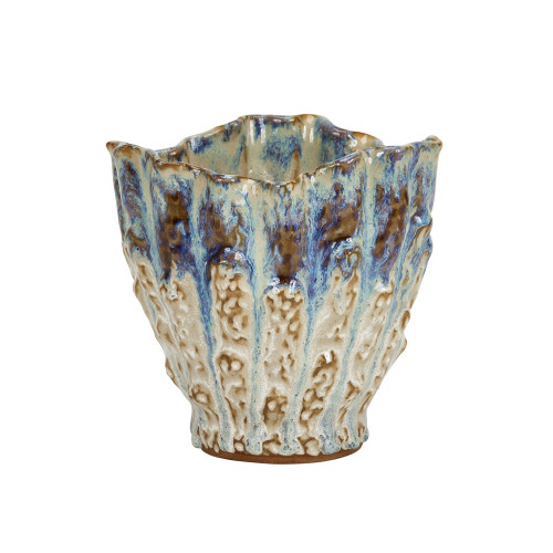 OYSTER WHITE & INDIGO BLUE VASE V205M