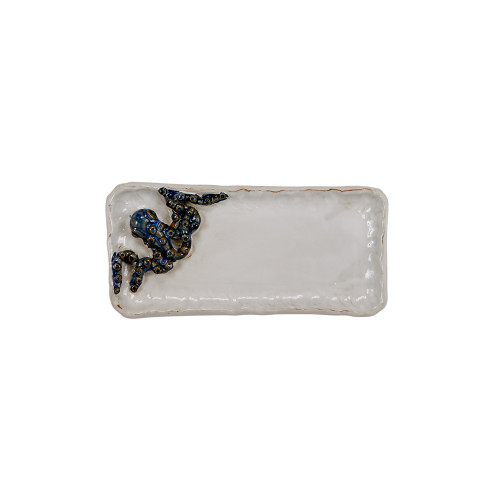 White & Blue Octopus Plate V206S