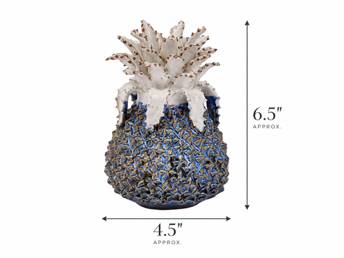 Medium Handmade Thai Blue & White Pineapple Vase