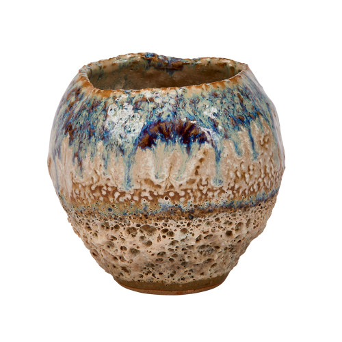 Multi Glazed Lava Sand Dollar Vase V226C