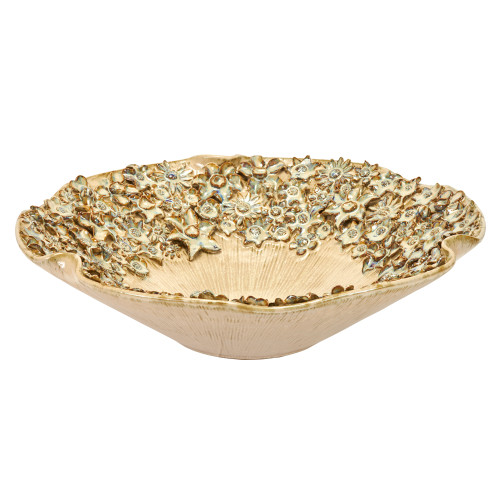 Handmade Thai Cream & Indigo Barnacle Ceramic Bowl