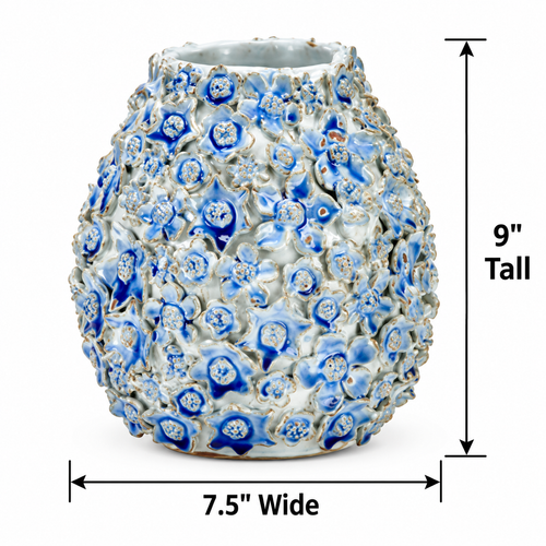 Bouquet de Fleurs Ceramic Vase – Light Blue