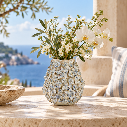 Bouquet De Fleurs Cream Ceramic Vase – Small