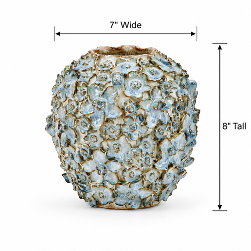 Bouquet De Fleurs Blue & Cream Ceramic Vase – Small