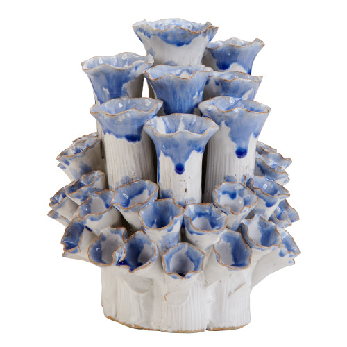 Sea Coral Blue and White Ceramic Vase