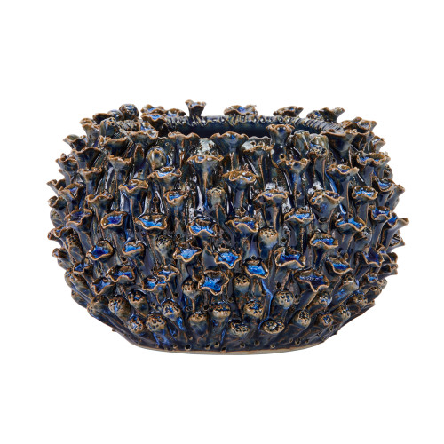 Medium Blue Ceramic Oyster Mushroom Vase V157MB