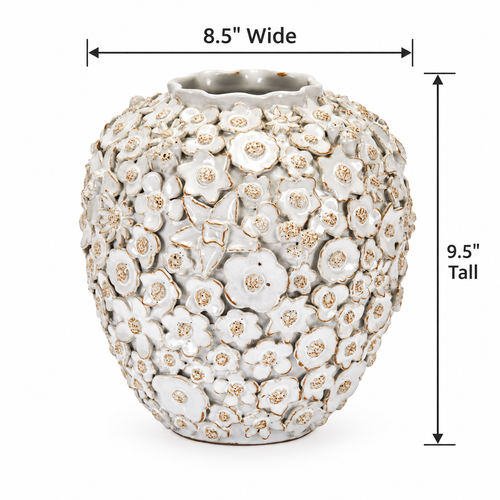 Bouquet De Fleurs White Ceramic Vase – Medium