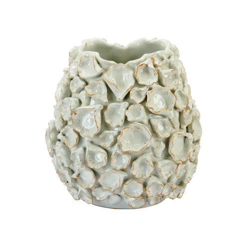 Handmade White Oyster Coral Petal Ceramic Vase V172MW