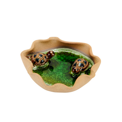 Hand-made Ceramic lotus Leaf with Water small turtles